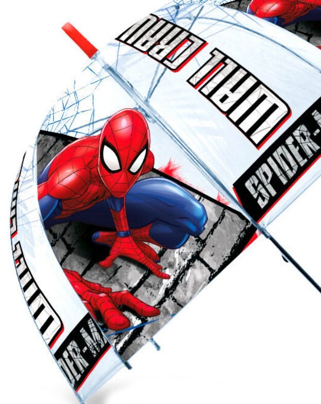 Detail transparentnej potlače Spider-Man na detskom dáždniku
